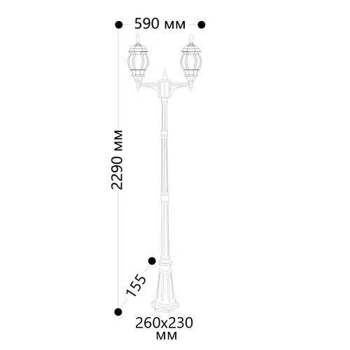 Светильник садово-парковый Feron 8114/PL8114 столб 2*100W E27 230V, черный, 11213 - Amppa.ru