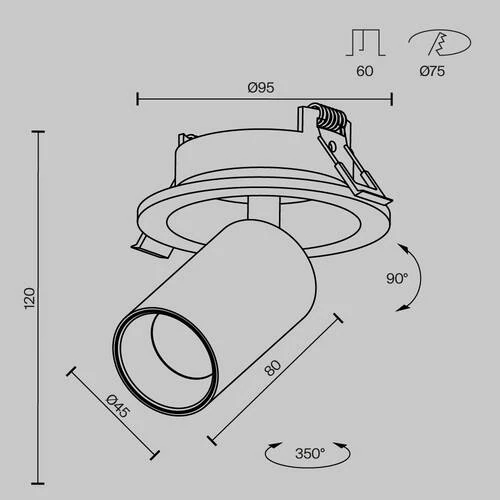 Встраиваемый светильник Ceiling FOCUS LED 7W, 3000K, Бело-черный (Maytoni Technical, C071CL-7W3K-WB) - Amppa.ru