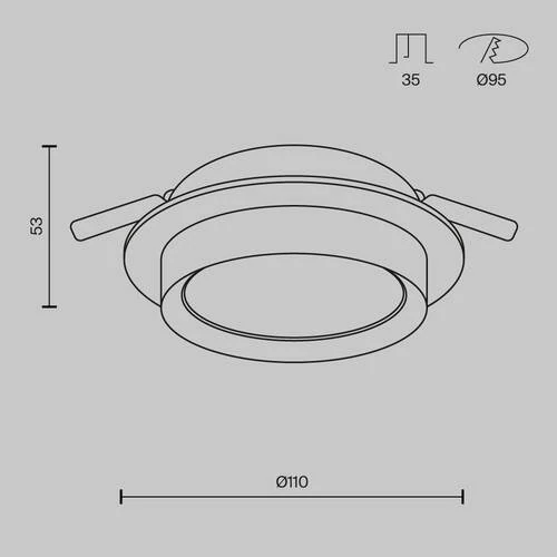 Встраиваемый светильник Downlight Hoop, 1xGX53 Черный (Maytoni Technical, DL086-GX53-RD-B) - Amppa.ru