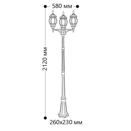 Светильник садово-парковый Feron 8115/PL8115 столб 3*100W E27 230V, черный, 11214 - Amppa.ru