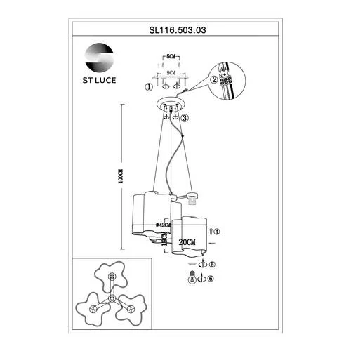 SL116.503.03 Люстра подвесная ST-Luce Серебристый/Белый E27 3*60W ONDE