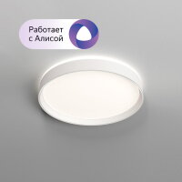 DK6510-WH Накладной светильник со встроенным светодиодом, 40W, IP 20, 3000K - 6500K, управление пульт Д/У (в комплекте) и Wi-Fi 2,4 Ггц. Эко система Smart Life, Яндекс.Алиса, белый, металл, полимер