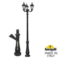 Парковый фонарь Fumagalli Nebo Ofir/Rut 3L E26.202.R30.AXE27, Черный и Прозрачный, без ламп