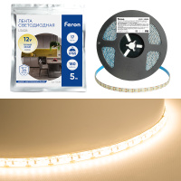 Светодиодная Светодиодная LED лента Feron LS626, 180SMD(2835)/m 17W/m 12V 5000*10*1,22мм 3000К IP65, 51638