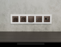 Комплект мех-ма розетки компьютерной + TV оконечной RJ-45 с автоматической защитной шторкой ALFA Темная бронза матовый (AP6425, VM195) (Ambrella Volt, MA642510)