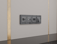 Комплект механизма розетки компьютерной + TV оконечной RJ-45 с автоматической защитной шторкой ALFA Антрацит серый (AP6625, VM195) (Ambrella Volt, MA662510)